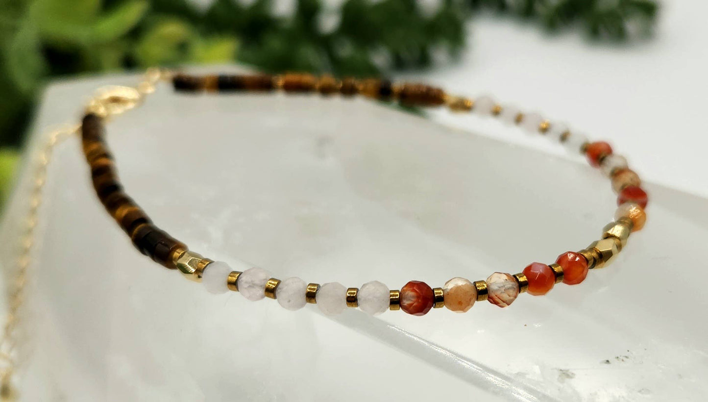 DEPRESSION SUPPORT-Carnelian/Rose Quartz/Tiger Eye Bracelet