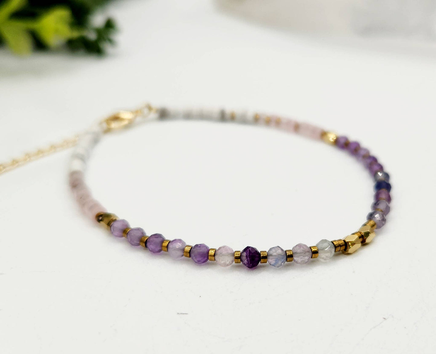 INNER PEACE-Fluorite/Amethyst/Rose Quartz/Howlite Bracelet