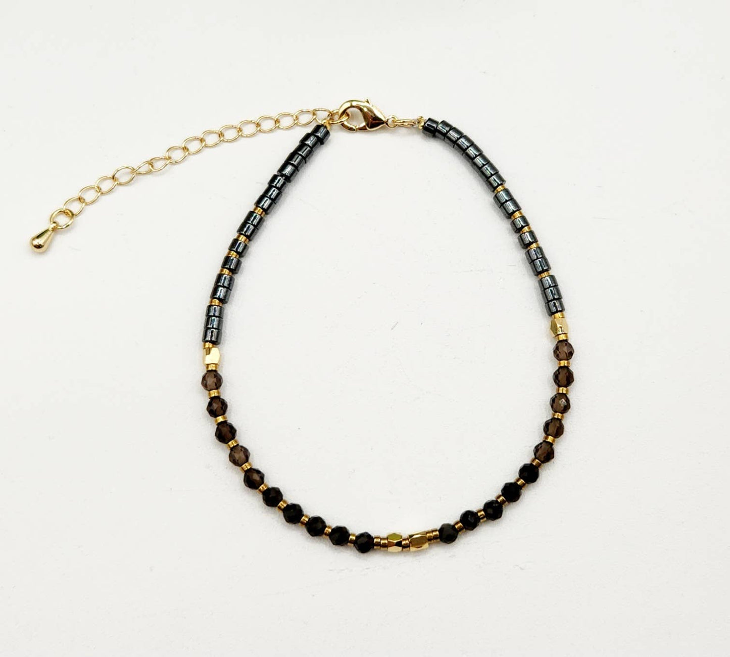 GROUNDING/BALANCE-Obsidian/Smoky Quartz/Hematite Bracelet