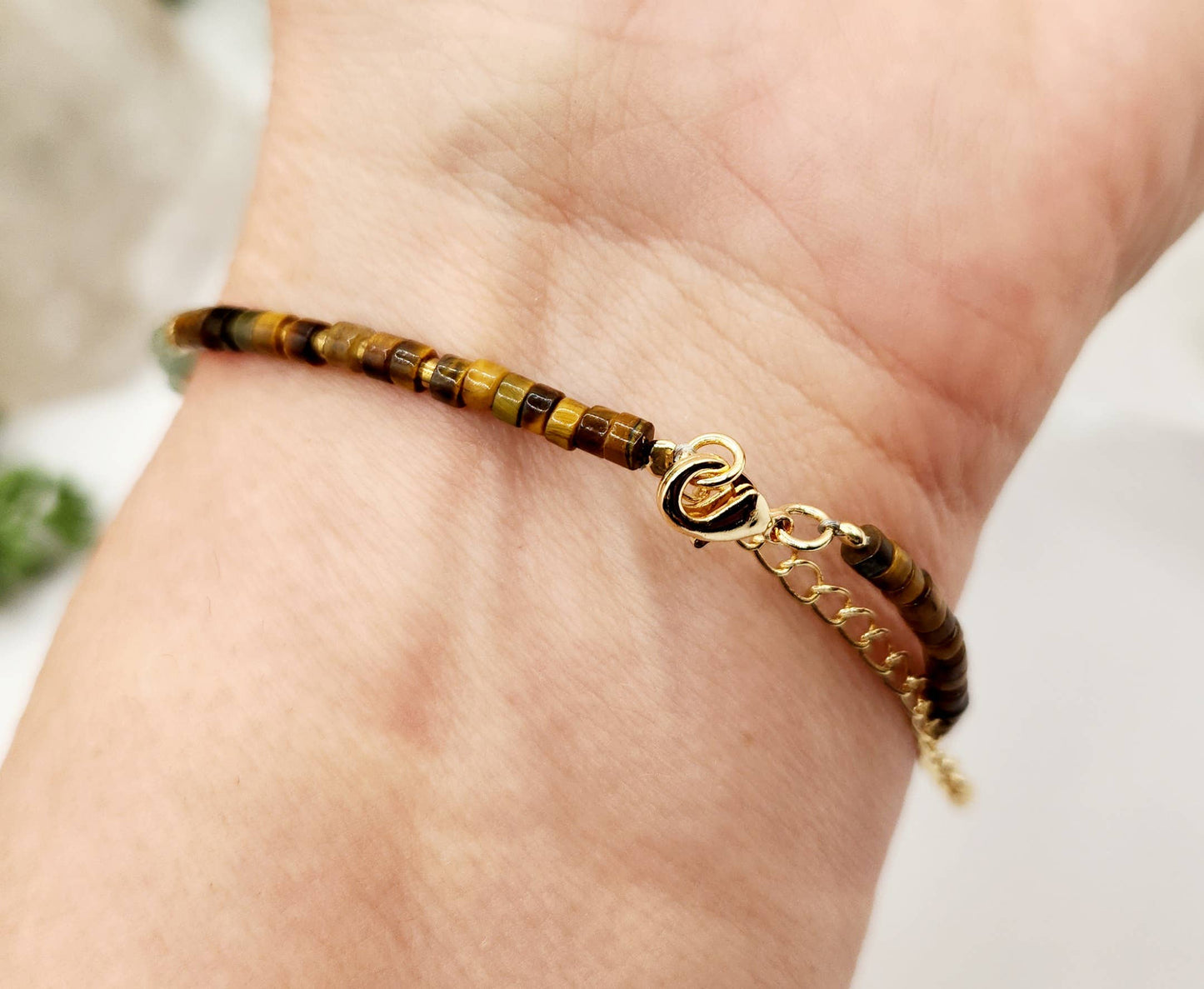 ABUNDANCE-Moss Agate/Green Aventurine/Tiger Eye Bracelet-3mm