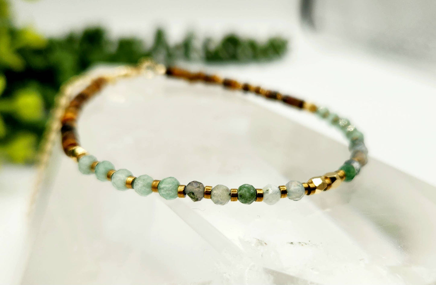 ABUNDANCE-Moss Agate/Green Aventurine/Tiger Eye Bracelet-3mm