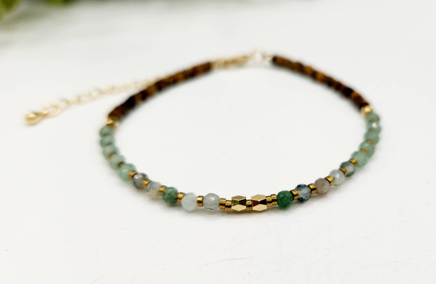 ABUNDANCE-Moss Agate/Green Aventurine/Tiger Eye Bracelet-3mm